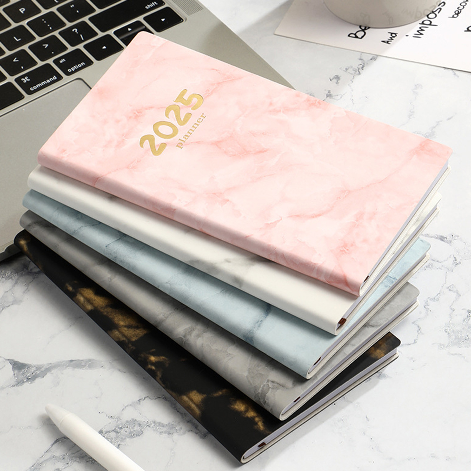 HengDidi 2025-2026 Mini Marbled Planner - Compact Weekly \u0026 Daily Agenda with Bonus Calendars, 5 Colors, Pocket-Size Organizer for Campus, Office, Travel